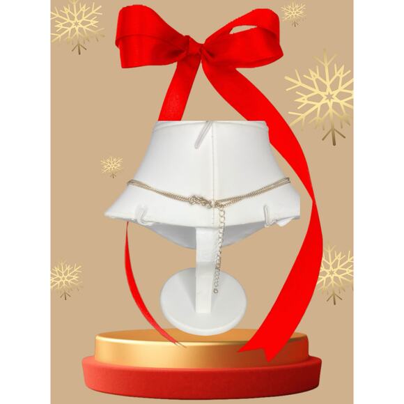 Statement Necklace Faux Pearls, Peach and White Crystals 16” w/ 4” ext - Picture 3 of 6